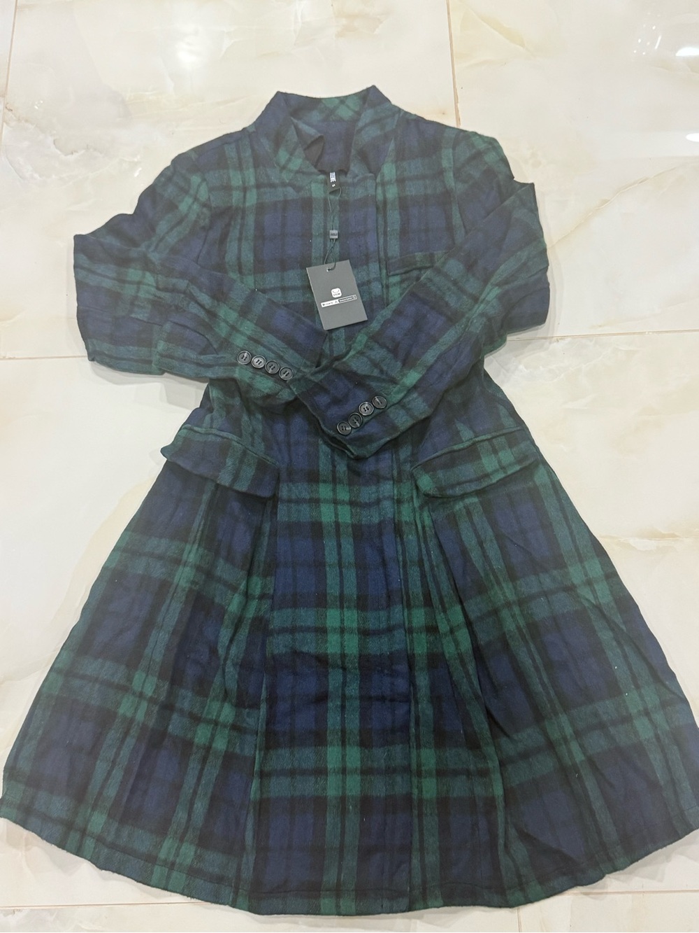 STYLEWE Green and Navy Plaid Dress